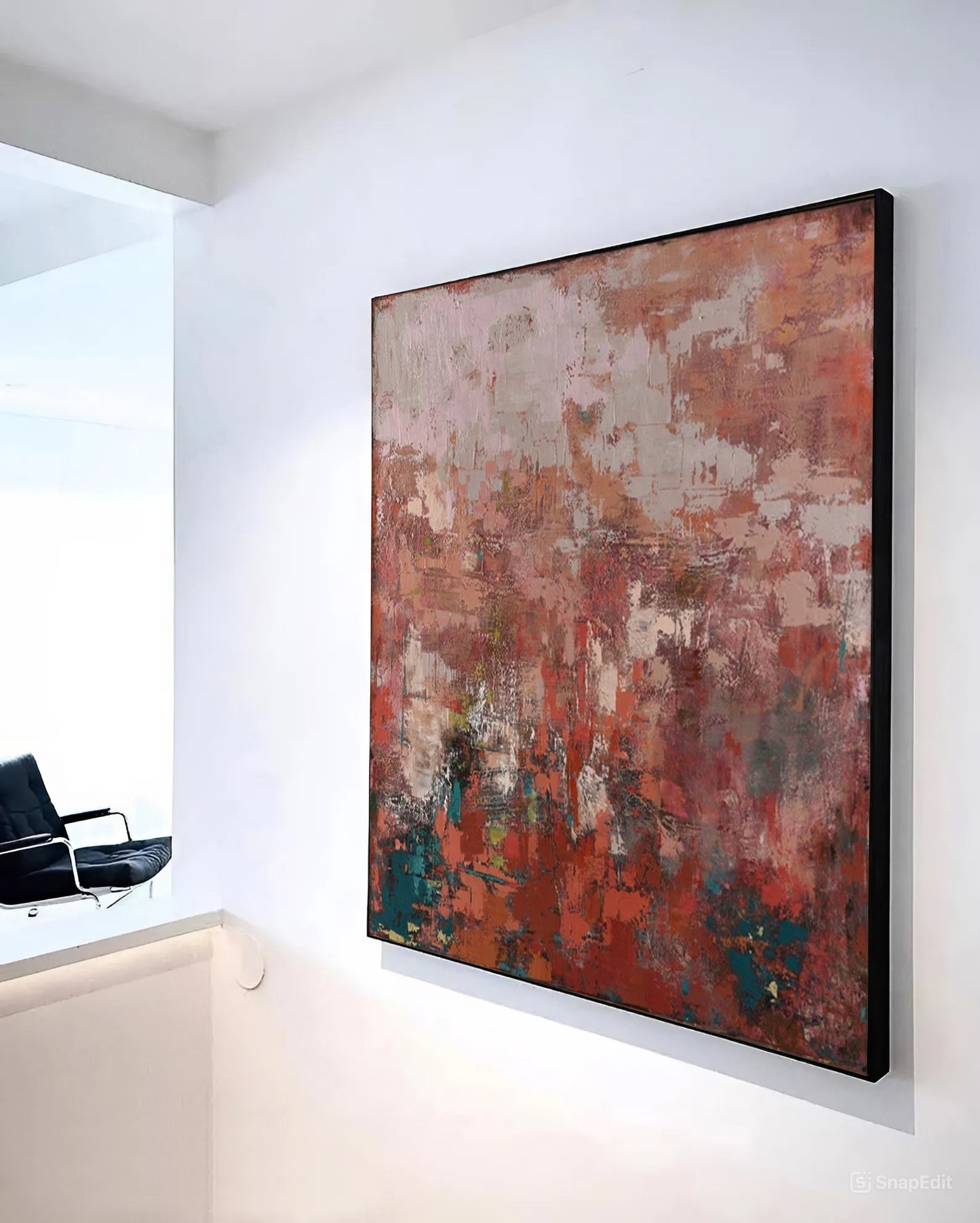 red abstract expressionist painting, red abstract acrylic painting for sale, Noho Art Gallery