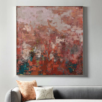 red canvas art for home, red abstract acrylic painting, Noho Art Gallery