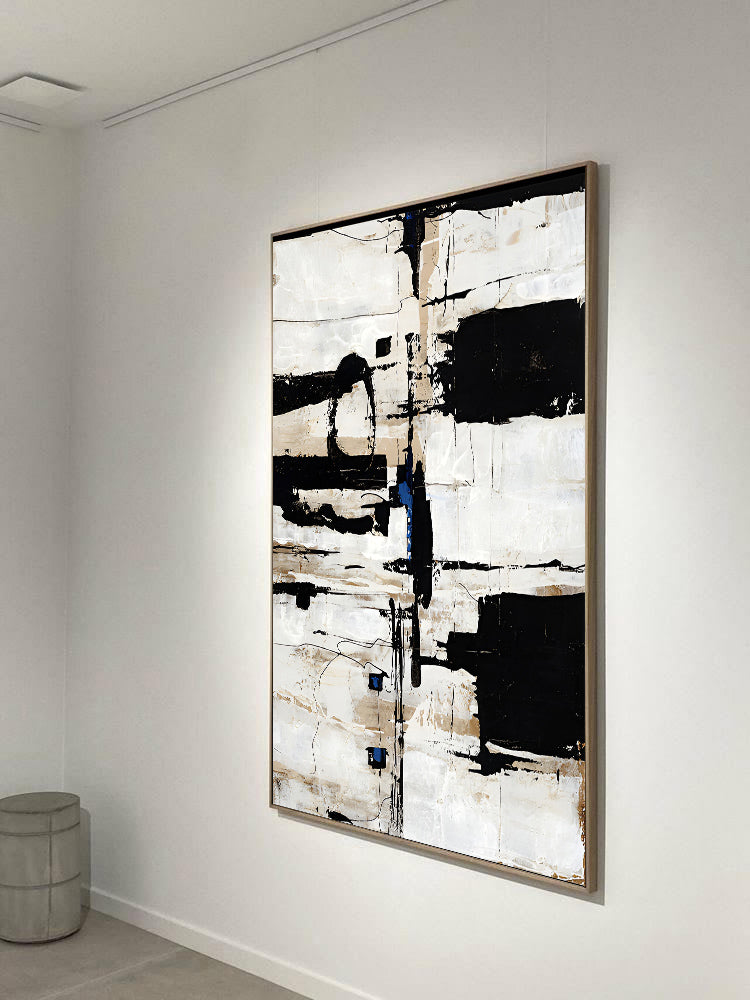 Abstract Black White Painting on Canvas | Artworks | Noho Art Gallery