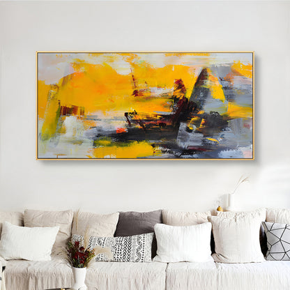 Patch - Colorful Abstract Grey and Yellow Painting on Canvas