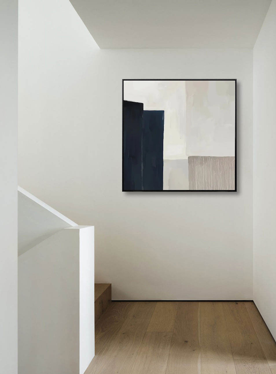 Pearl River - Grey Modern Abstract Art Painting on Canvas