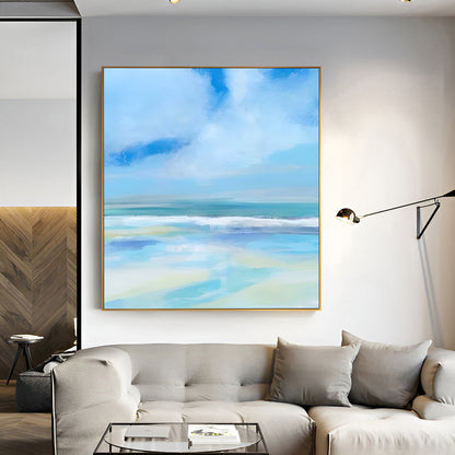 Shore - Large Blue Sunset Ocean Painting on Canvas