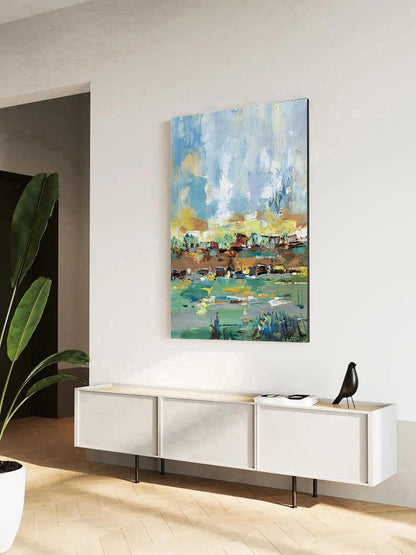 Vista - Large Colorful Acrylic Landscape Painting on Canvas