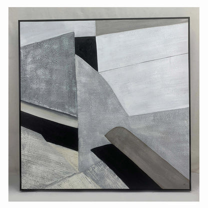 Contour - Modern Grey Abstract Geometric Painting on Canvas