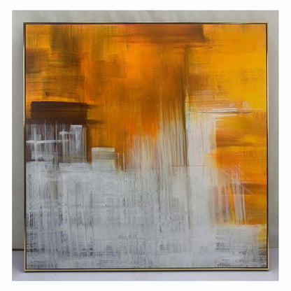 Fauve - Peinture moderne blanche et orange sur toile