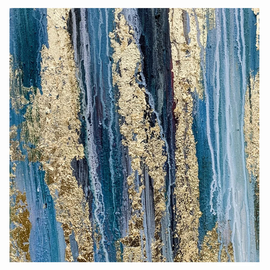 Resplendent - Extra large Abstract Blue and Gold Painting on Canvas