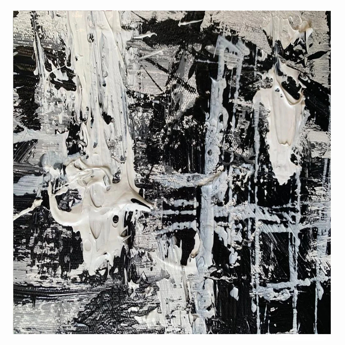 Extant - Large Abstract Black and White Canvas Painting