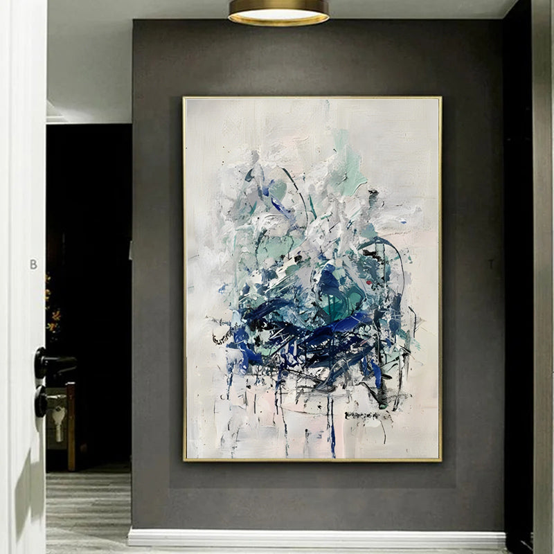 Coexistent - Blue and White Extra Large Wall Art Painting on Canvas