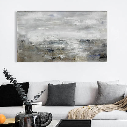 Obsolet - Textured Grey Abstract Art Oil Painting on Canvas