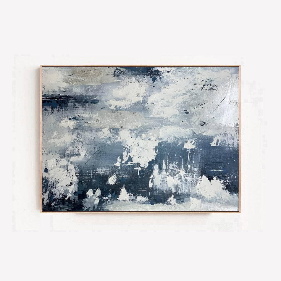 Skyview - Extra Large Blue and White Painting on Canvas