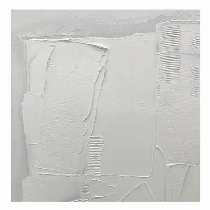 Synchronal - Textured Minimal Grey and White Painting on Canvas