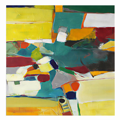 Abstract painting with a variety of colors and textures