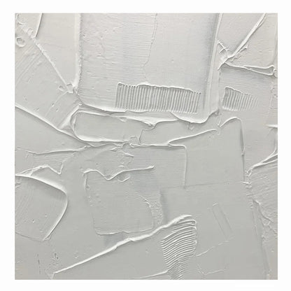Synchronal - Textured Minimal Grey and White Painting on Canvas