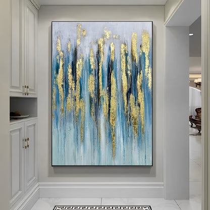 Resplendent - Extra large Abstract Blue and Gold Painting on Canvas