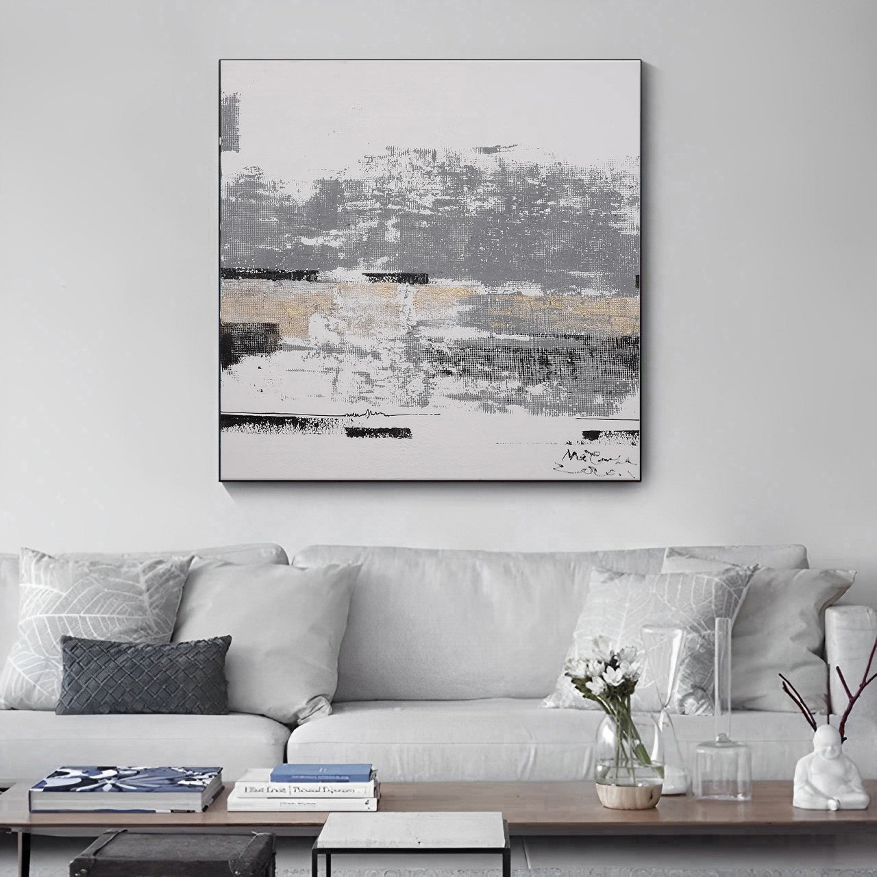 Celeste - Grey and White Wall Art Painting