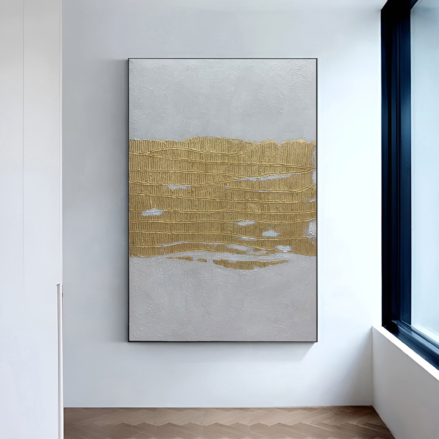 Auric - Extra large Gold and White Wall Art Painting