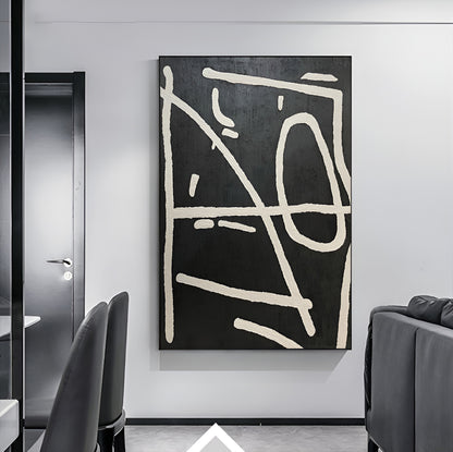 Mood - Large Black and White Abstract Geometric Painting on Canvas