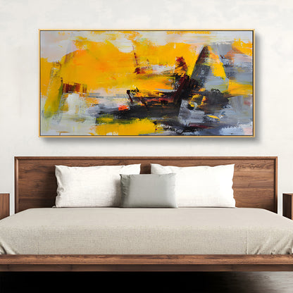 Patch - Colorful Abstract Grey and Yellow Painting on Canvas