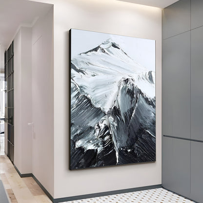 Climbs - Black and White Mountain Painting on Canvas N o H o