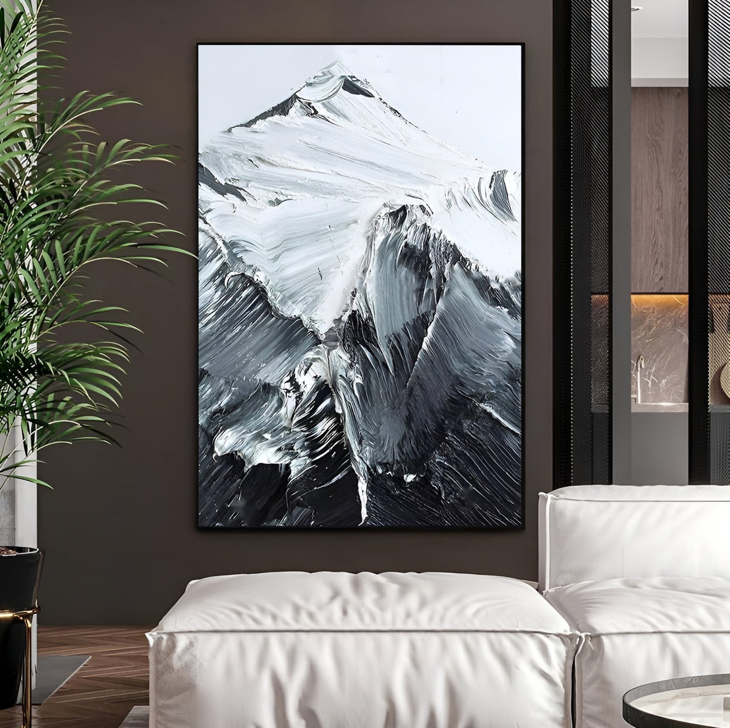 Climbs - Black and White Mountain Painting on Canvas N o H o