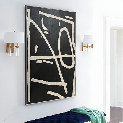 Mood - Large Black and White Abstract Geometric Painting on Canvas