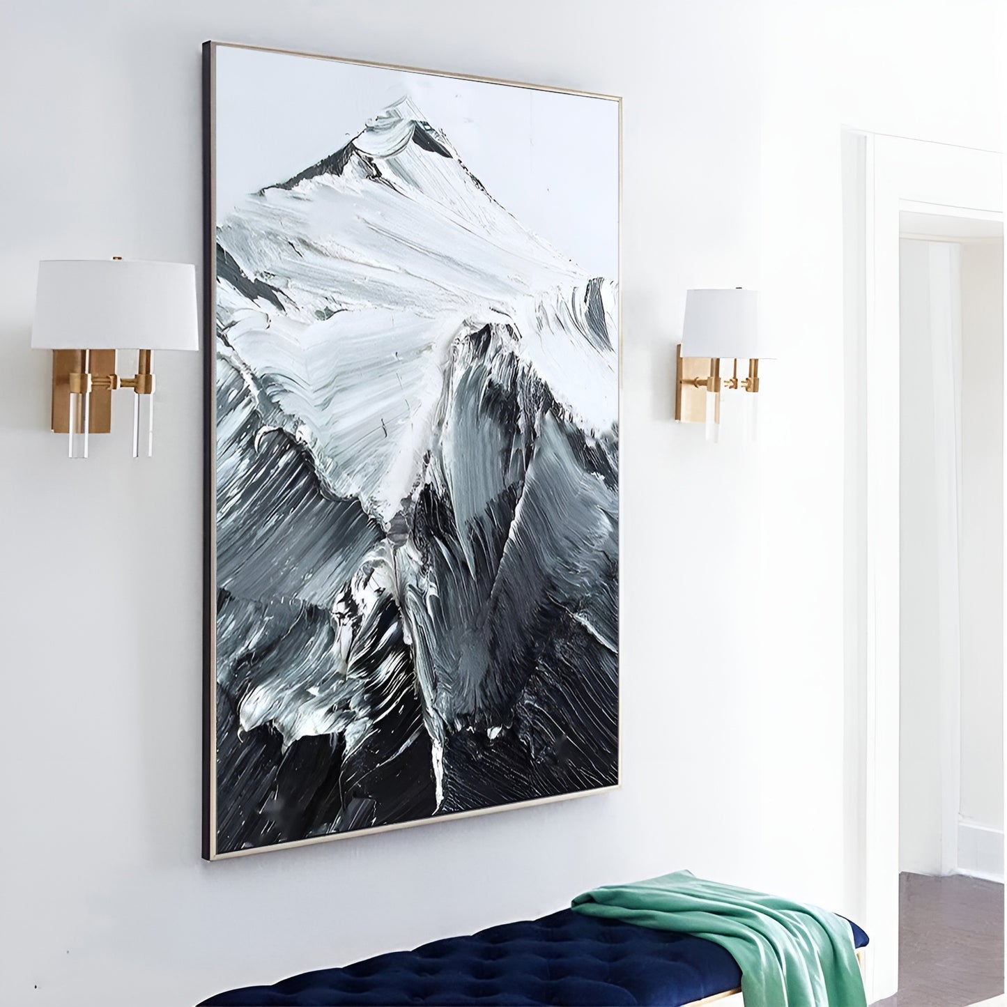 Climbs - Black and White Mountain Painting on Canvas N o H o