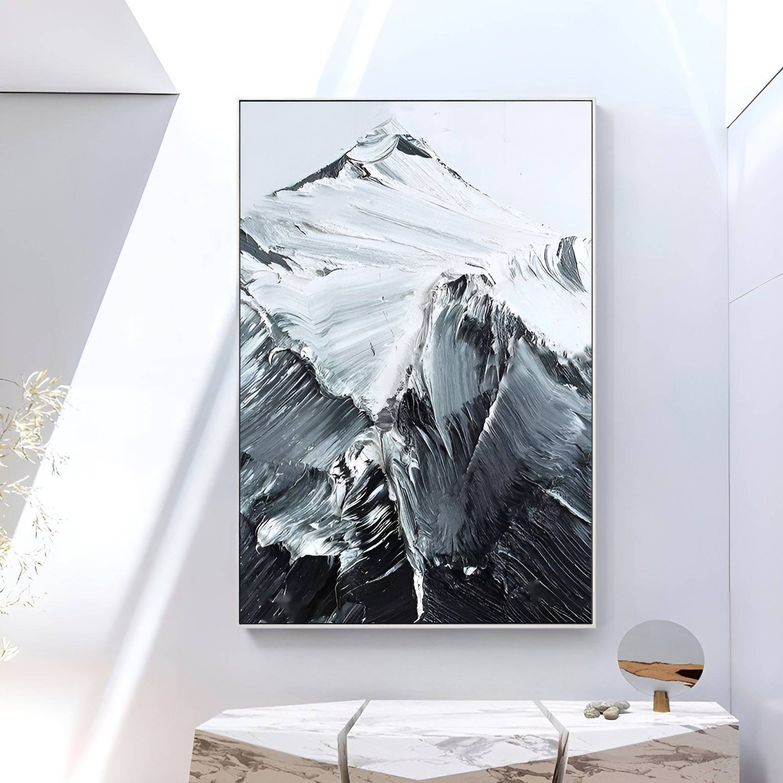 Climbs - Black and White Mountain Painting on Canvas N o H o