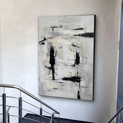 Girio - Extra Large Black and White Abstract Canvas