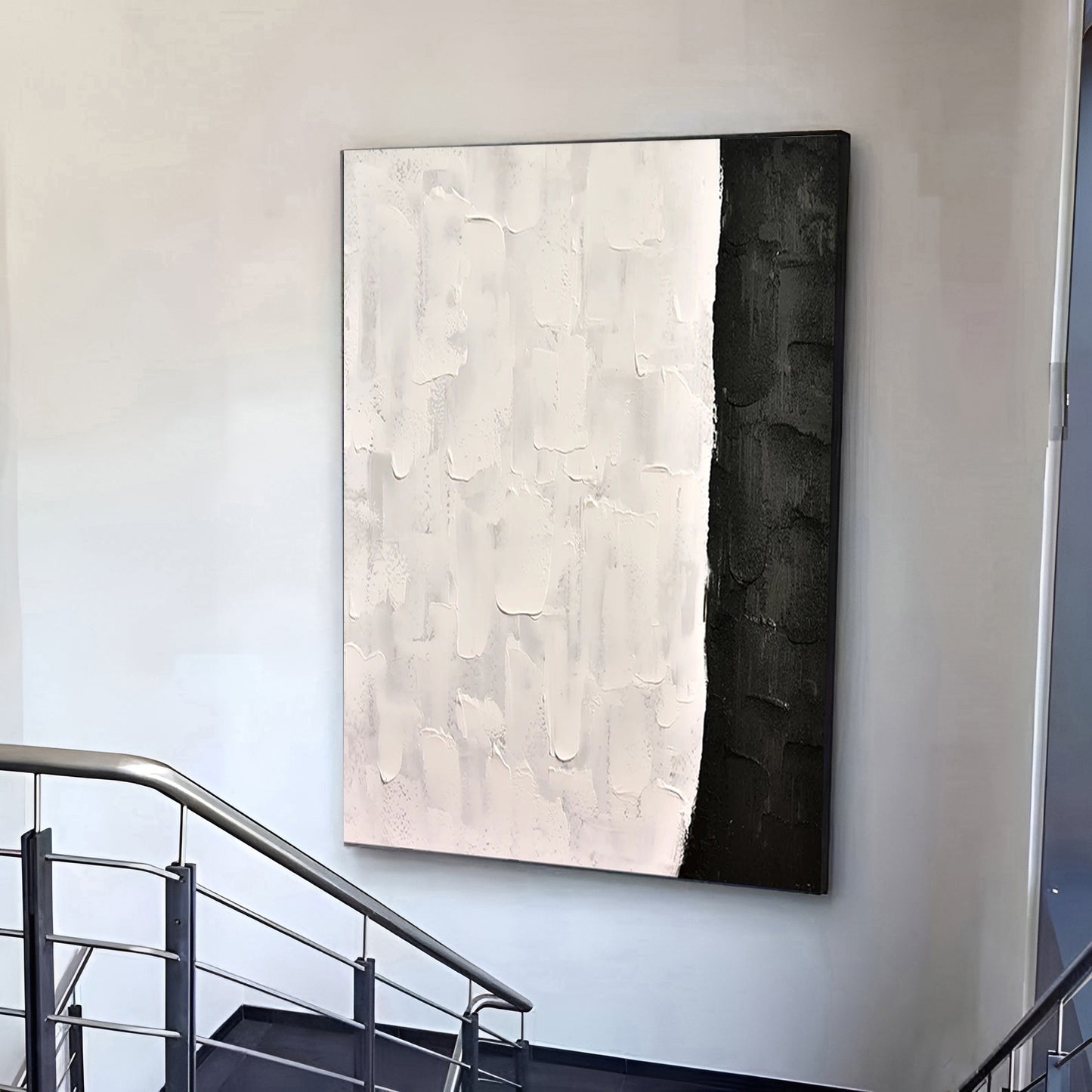 Flow - Modern Black and White Wall Art Painting on Canvas