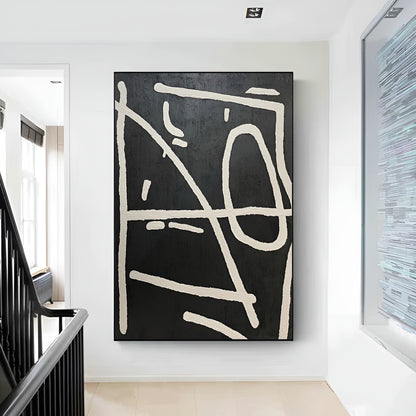 Mood - Large Black and White Abstract Geometric Painting on Canvas