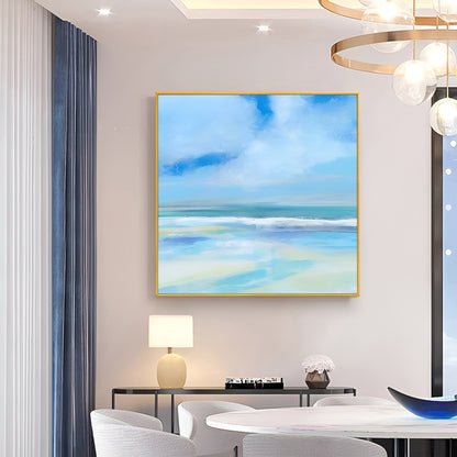 Shore - Large Blue Sunset Ocean Painting on Canvas