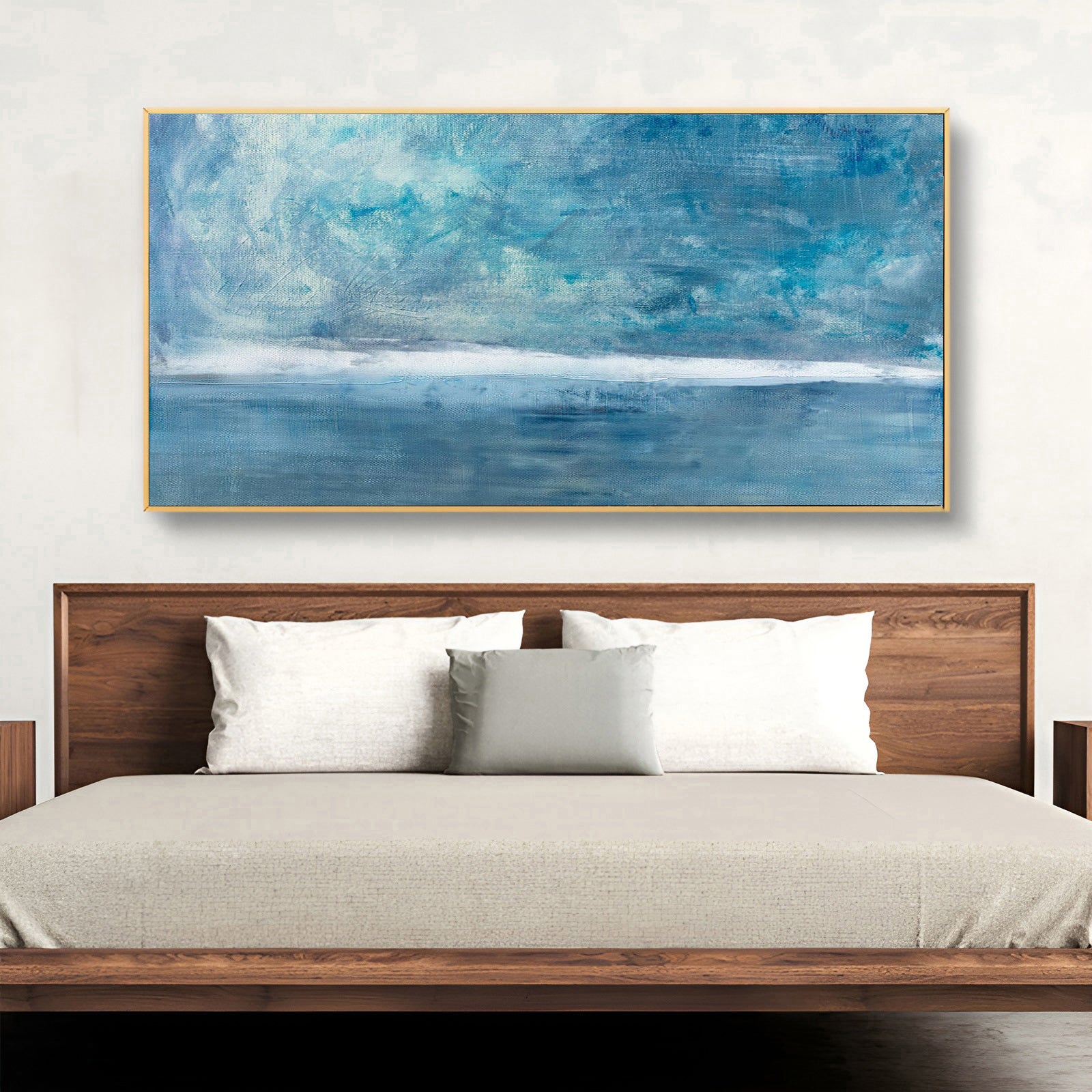 Gracious - Large Blue Seascape Abstract Oil Painting on Canvas N o H o