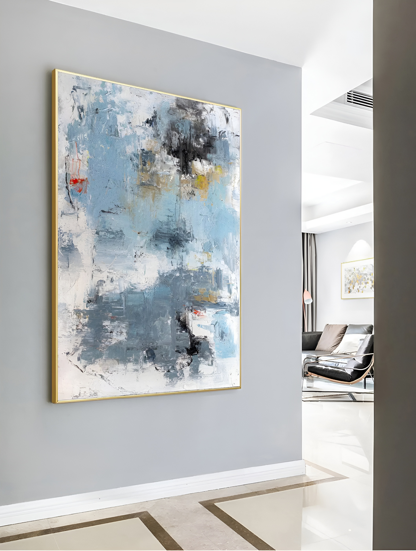 Angelic - Large Abstract Blue and White Painting on Canvas