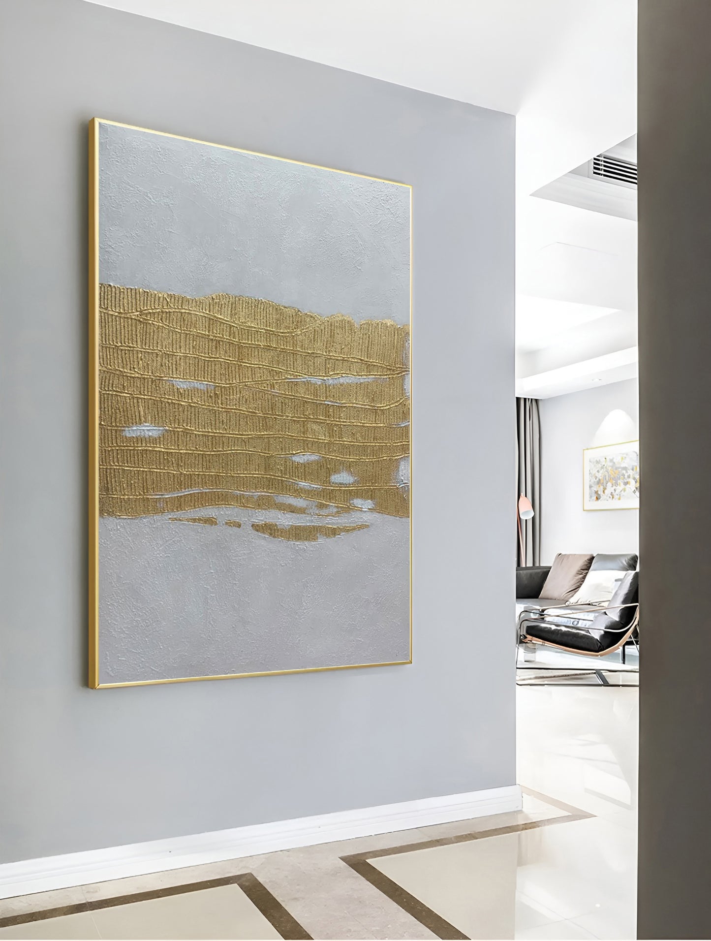 Auric - Extra large Gold and White Wall Art Painting