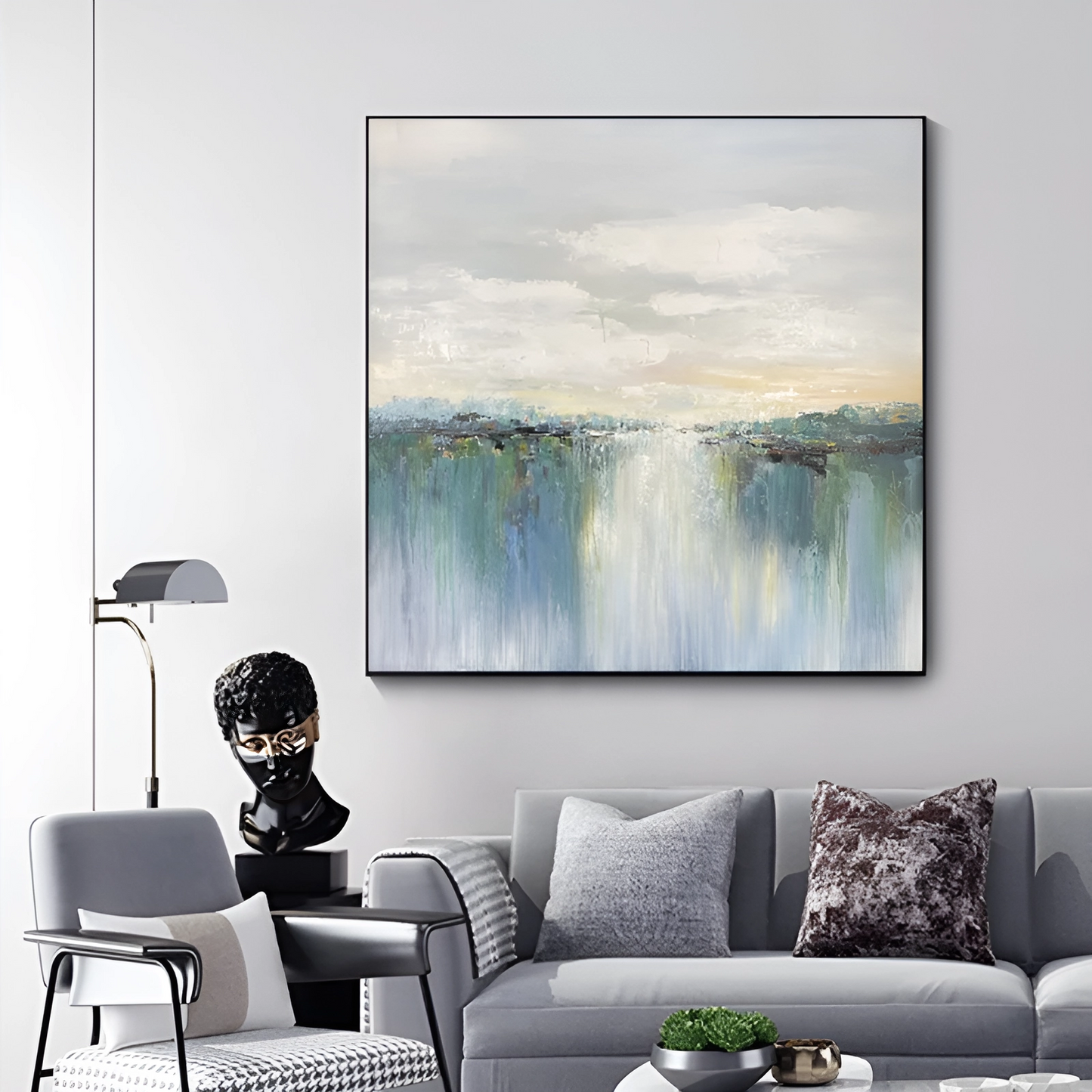 Greenland - White and Green Acrylic Landscape Painting on Canvas