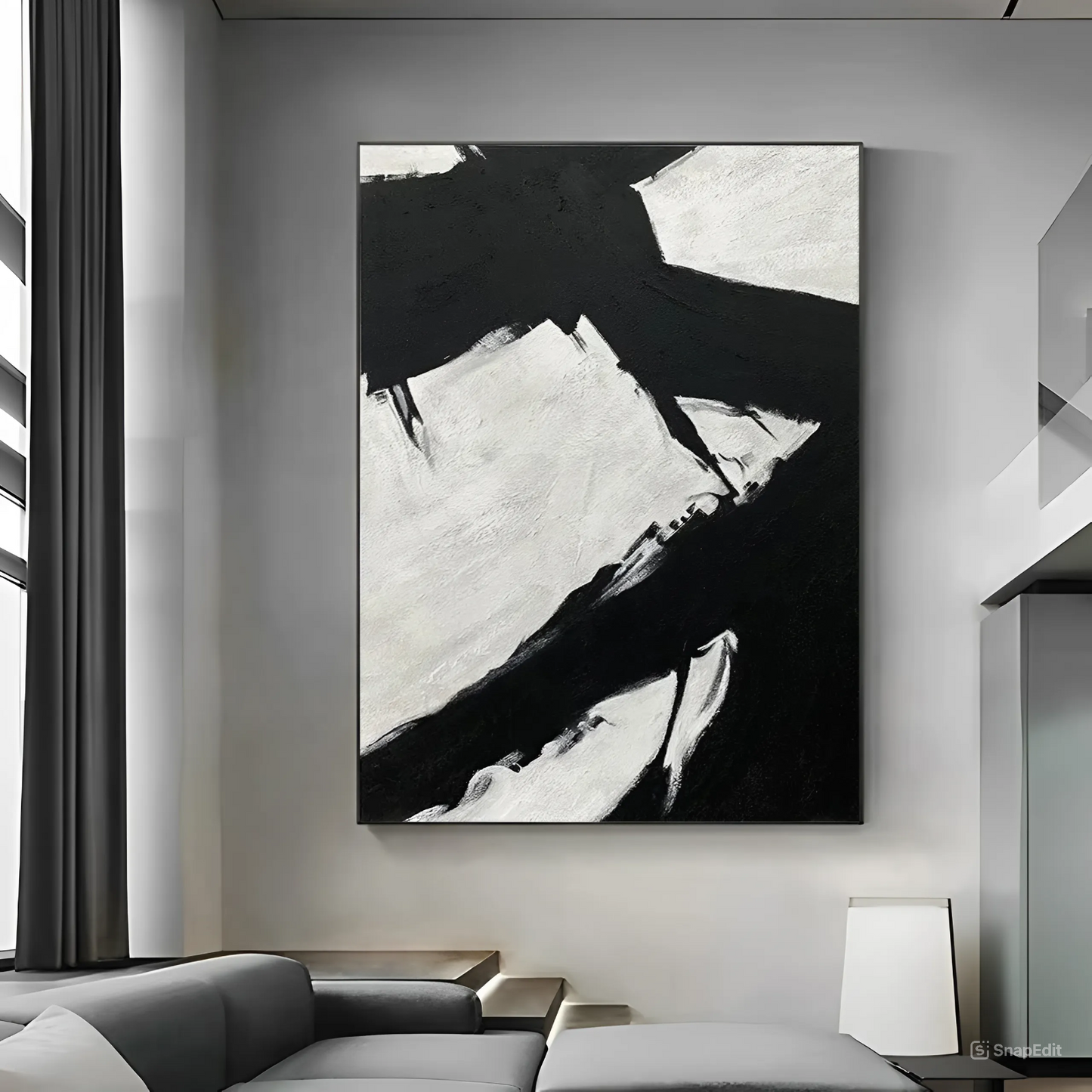 Monochrome Abyss - Black and White Abstract Painting