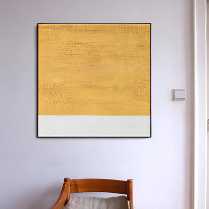 Jaune - Peinture abstraite moderne blanche et jaune sur toile