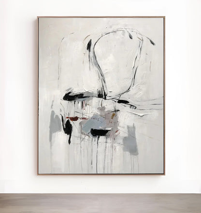 Ultra-modern - Modern Abstract Black and White Painting on Canvas