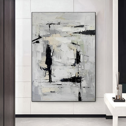 Girio - Extra Large Black and White Abstract Canvas