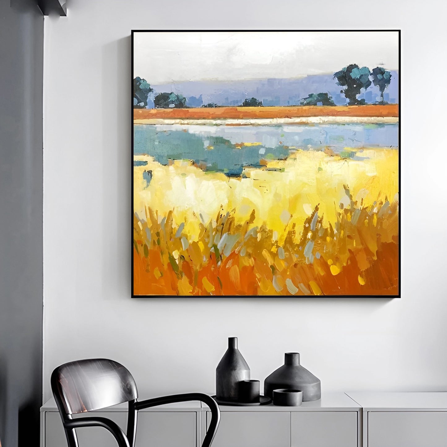 Rêveur - Grand tableau en couleurs sur toile