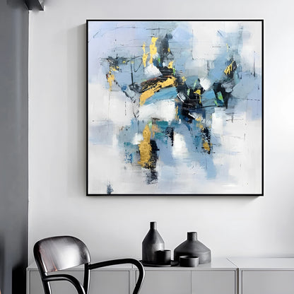 Constelation - Abstract Blue and Gold Painting on Canvas