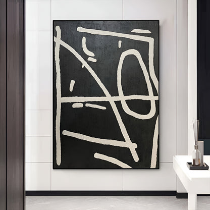 Mood - Large Black and White Abstract Geometric Painting on Canvas