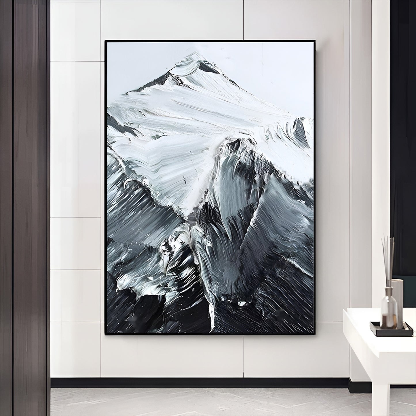 Climbs - Black and White Mountain Painting on Canvas N o H o