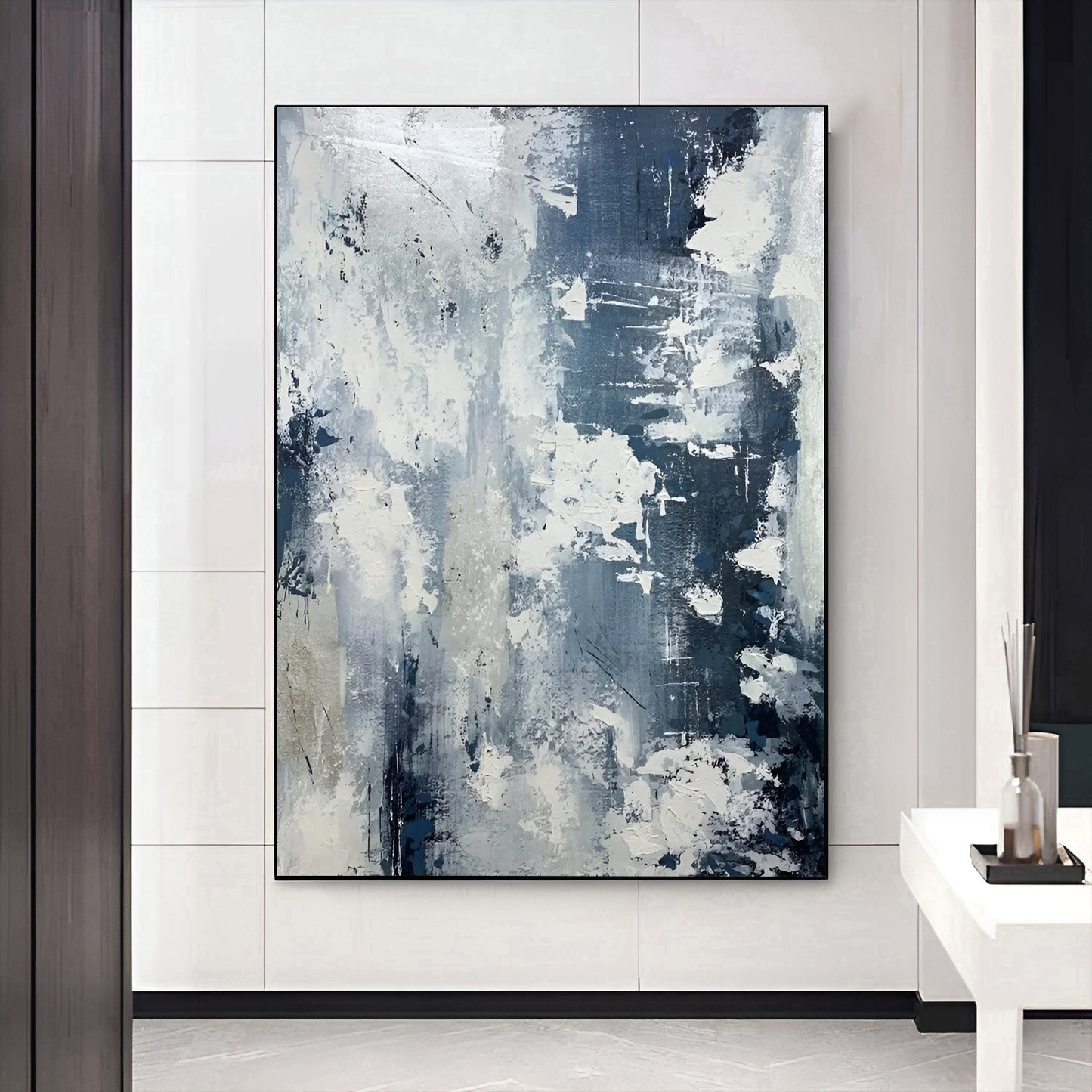 Skyview - Extra Large Blue and White Painting on Canvas