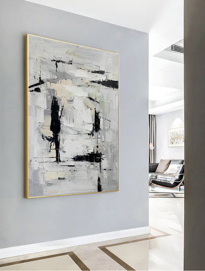 Girio - Extra Large Black and White Abstract Canvas