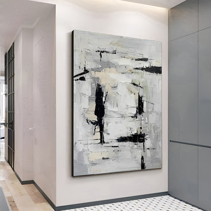 Girio - Extra Large Black and White Abstract Canvas