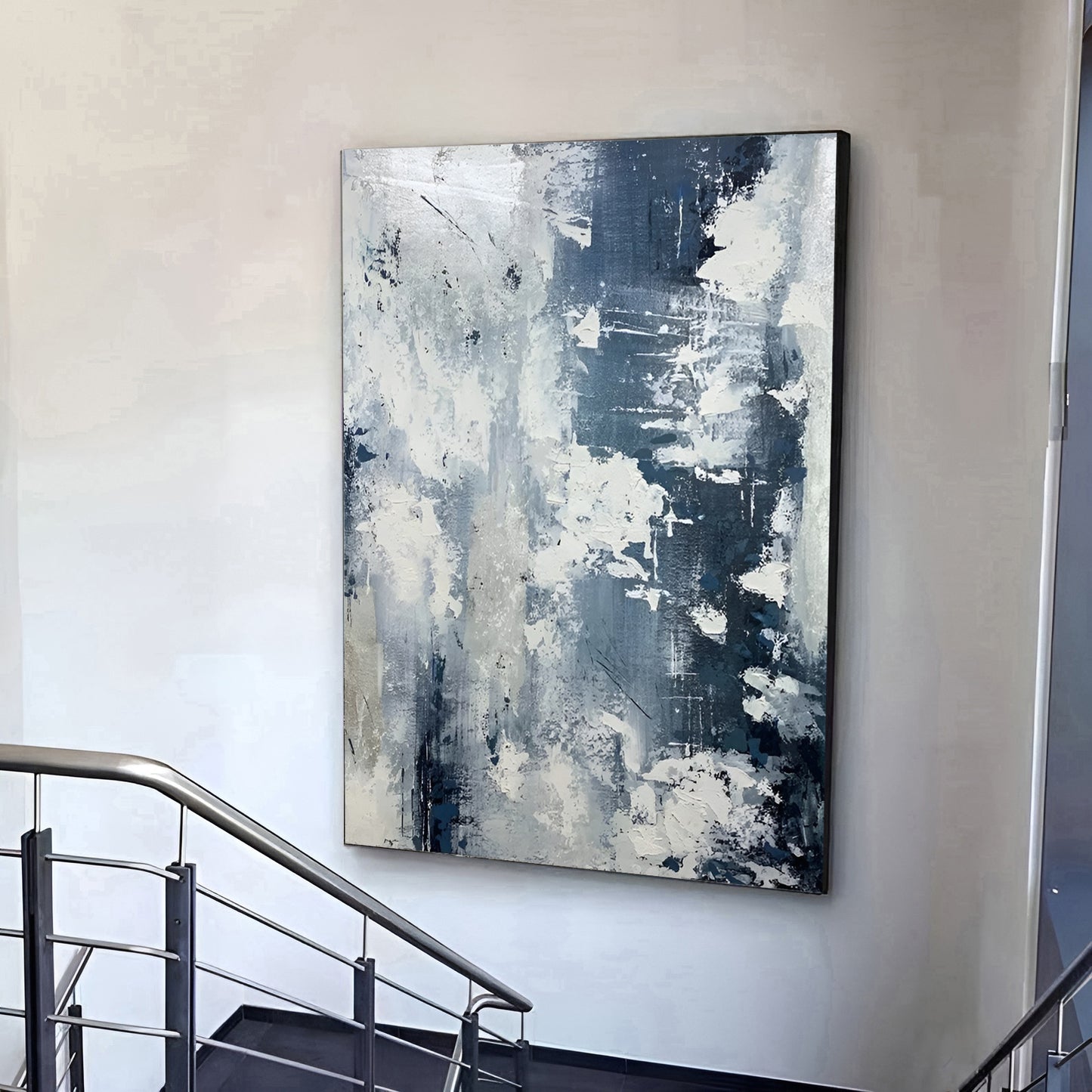 Skyview - Extra Large Blue and White Painting on Canvas