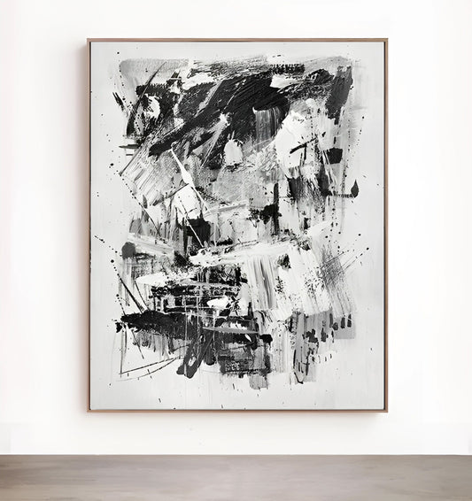 Extant - Extra Large Abstract Black and White Canvas Art