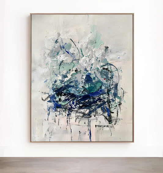 Coexistent - Blue and White Extra Large Wall Art Painting on Canvas