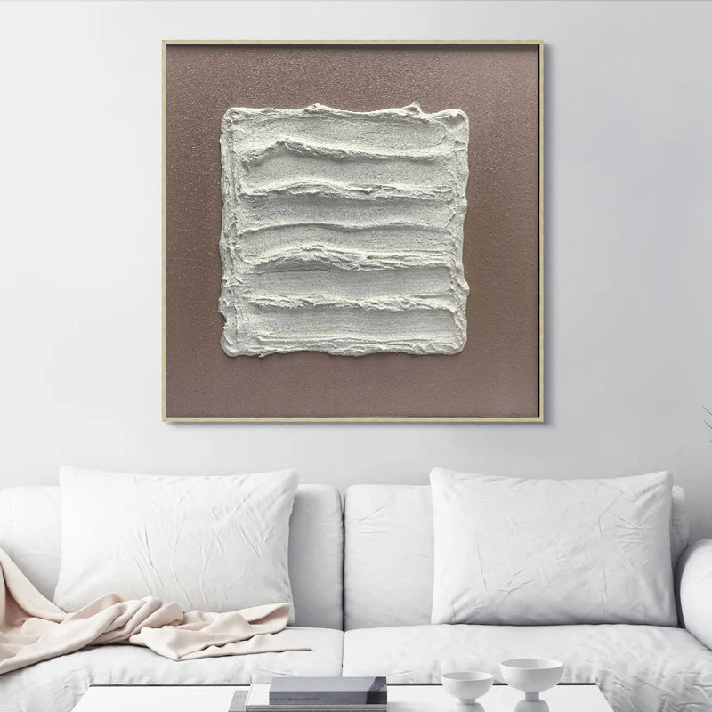 Modern 3D Textured White and Brown Wall Art Painting, textured abstract canvas art